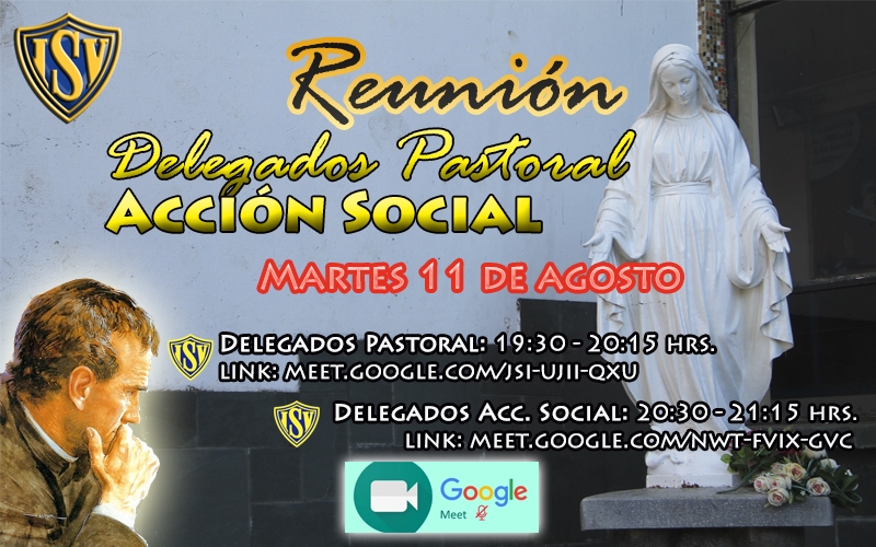 Invitación Reunión Delegados Pastoral y Acción Social (Agosto 2020)